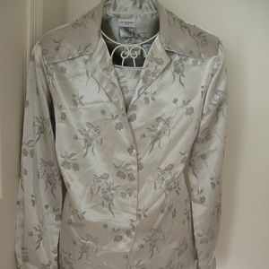 Liz Baker Silver Satin Top 2pc Set Camisole Blouse